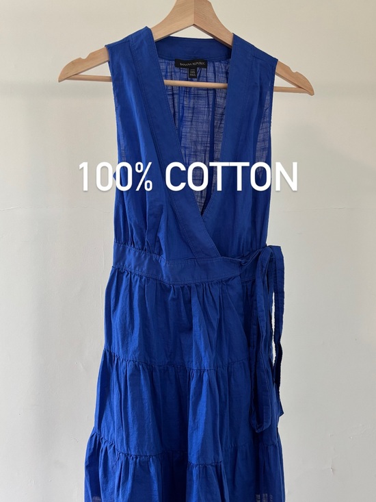 Banana Republic Dresses & Skirts - Banana Republic Sleeveless Wrap Cotton Midi Dress - Cobalt